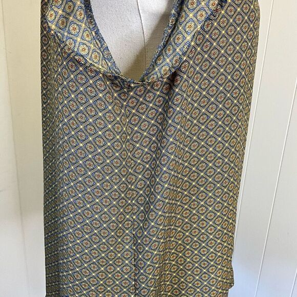 Carolina Belle Montreal Women’s Medium Yellow Blue Short Sleeve Blouse Top - Picture 5 of 13